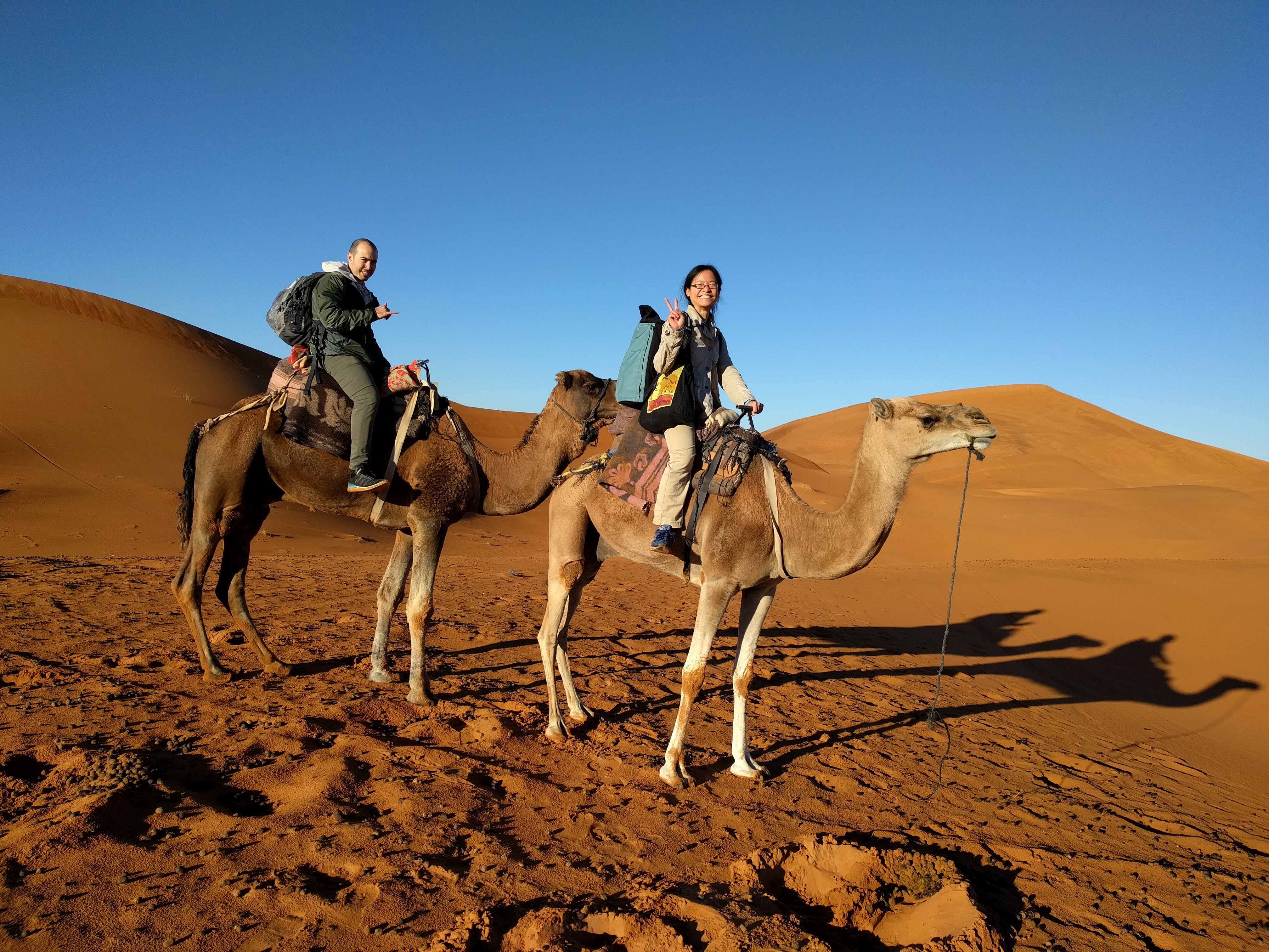 Our camels were named Jimi (Hendrix) and Bob (Marley). They made funny snorts and enjoyed being petted on the nose. Me: Is that camel poop on the ground? Berber guide: Camel chocolat! If you smoke it, you will go flying for 3 days!